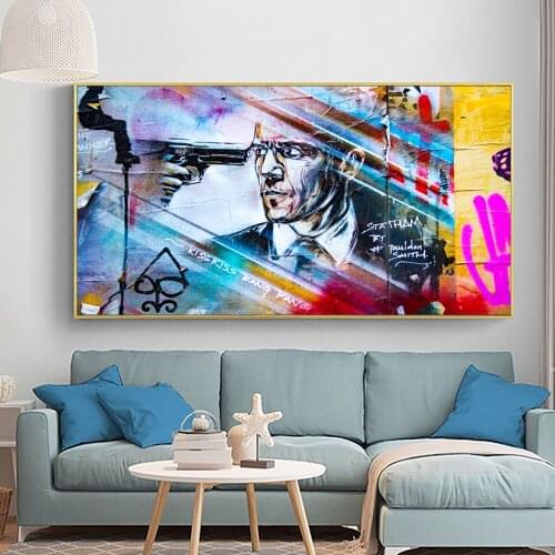 Famous Movie Star Statham Graffiti Art Posters And Prints Tough Guy Street Wall Art Picture On Canvas Painting For Living Room