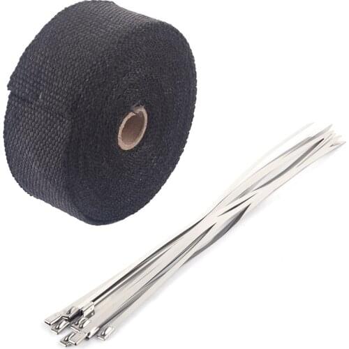 10M Motorcycle Exhaust Thermal Tape Header Fitting Cable Ties Heat Wrap Manifold Insulation Roll Resistant With Stainless Ties