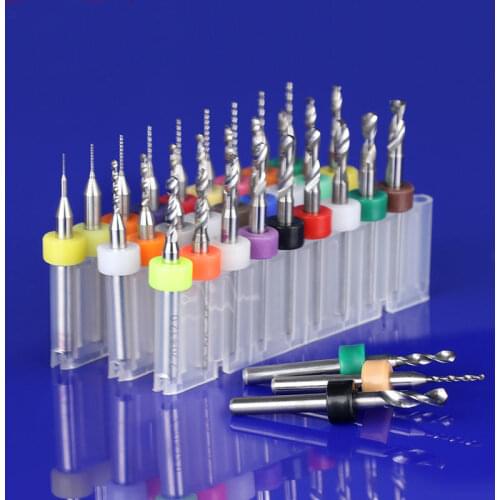 10pc 3.175mm Carbide Drill Bits Micro Engraving CNC PCB Endmill Making Hole Aluminum Wood Acrylic Plastic 0.2mm to 3.0mm