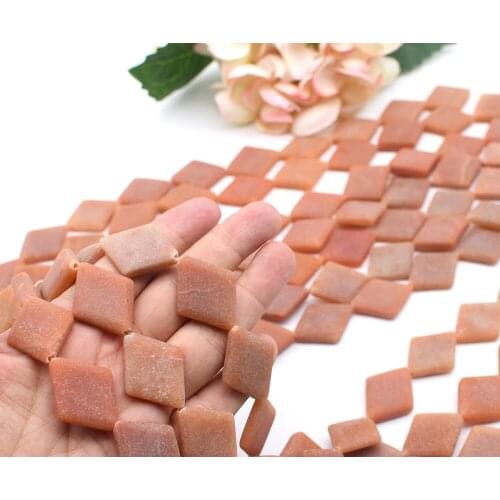 20x30mm Red Aventurine Gems Stones Diamond Loose Charm Beads Diy Jewelry 15.5"