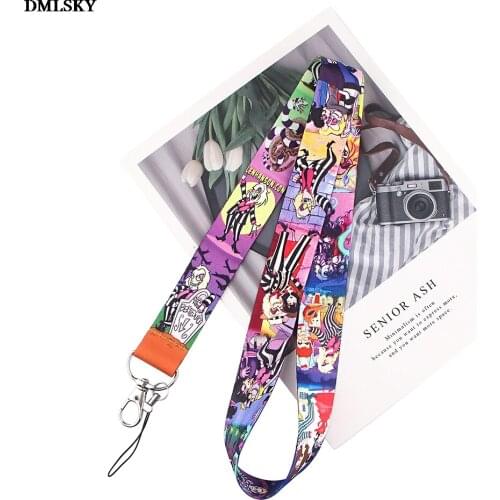 24pcs/lot M4711 DMLSKY Cartoon Lanyard Keychain Horror Lanyards for keys Badge ID Mobile Phone Rope Neck Straps Accessories Gift