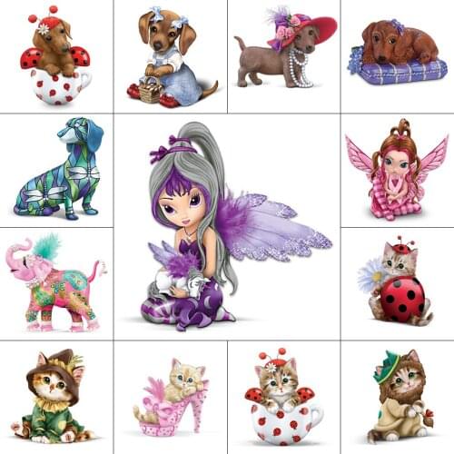 5D Diy Diamond Painting Cross Stitch Animal Diamond Embroidery Cat Dog Elephant Fairy Full Diamond Mosaic Pictures Needlework