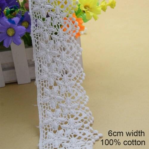 6cm white lace cotton embroidery lace french lace ribbon fabric guipure diy trims warp knitting sewing Accessories#3689