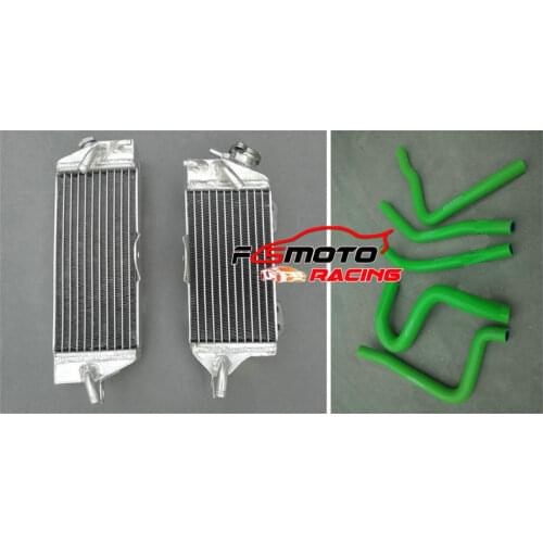 Hot selling ALUMINUM RADIATOR+GREEN SILICONE RADIATOR HOSE for kawasaki kx250 KX 250 90 91 92 93 1990 1991 1992 1993