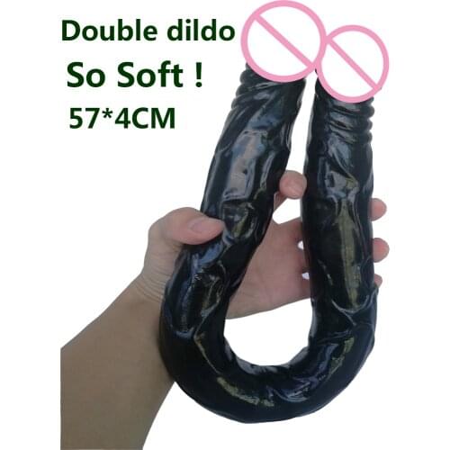 AMABOOM Super Long 57cm Double Dildo Realistic Soft Penis Anal butt For lesbian Flirting Stimulate Vaginal Sex Toys for Woman