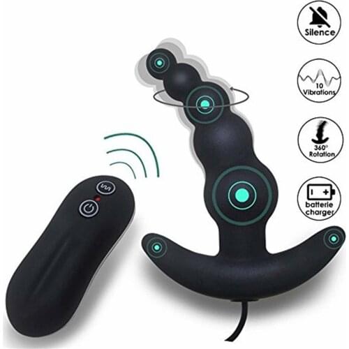 10 Frequency Vibrating Prostate Massager Anal Plug Vibrator Beads Butt Sex Toys Waterproof Powerful Wired For Men Couples