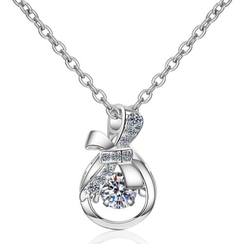 ANZIW 925 Sterling Silver Moissanite Diamond Knot Money Bag Neckalce Silver 4 mm Necklace Women Wedding Engagement Party Jewery