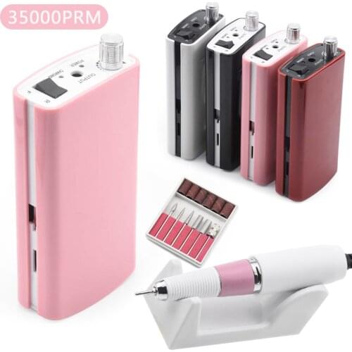 Portable Rechargeable Nail Drill Machine 36W 35000RPM Manicure Machine Electric Nail File Nail Art Tools Set for Nail Drill bits