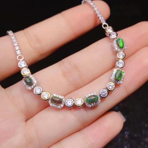 New Arrival Real and Natural 925 sterling silver Fine jewelry OPal Bracelet Natural And Real Opal Bracelet