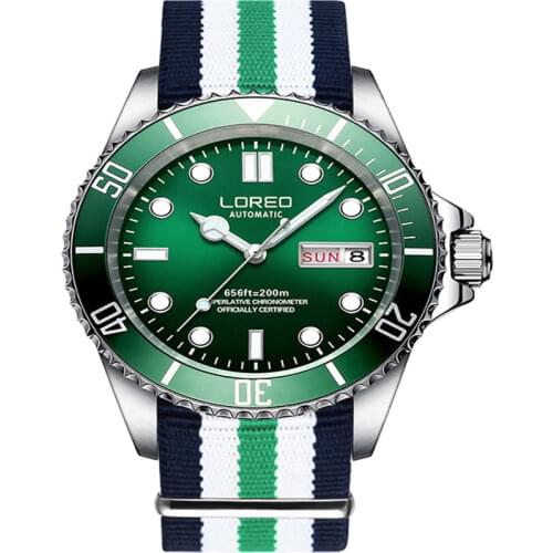 LOREO Mens Watches Top Brand Luxury Automatic Mechanical Watch Men Full Steel Business Waterproof 200M Fashion Sport Watches