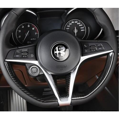 Carbon Fiber Steering Wheel Decoration Cover Bright Strip for Alfa Romeo Giulia Stelvio 2017 2018 2019 Modification Accessorie