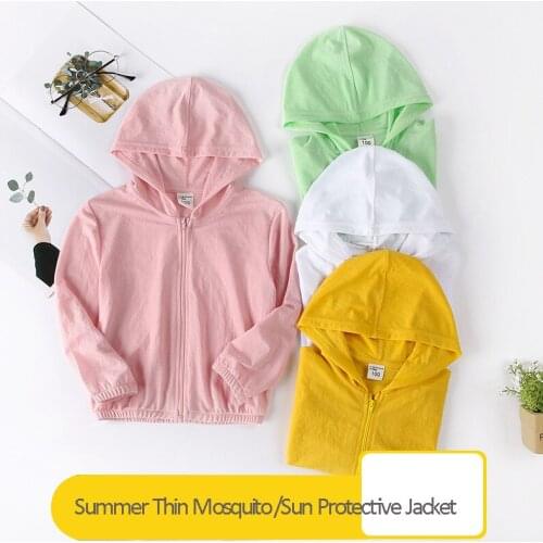 2021 Cute Baby Girl Jacket Boy Hooded Coat Sunscreen Baby Boys Girls Long Sleeved Summer Sun Protection Kids Clothes Outwear 10Y
