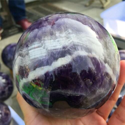 Home decor natural dream amethyst quartz gemstone crystal sphere reike healing chevron crystal gemstone ball feng shui wholesale