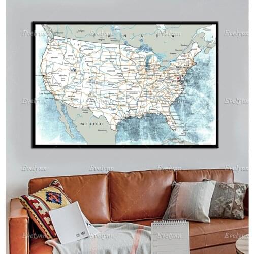 US Road Map,Road Trip Map Wall Art Canvas Print Large,Us Road Map Canvas Print,Us Road Map Print,US Travel Map,Us Map Art Poster