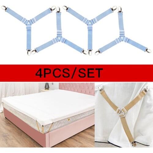 4Pcs/Set Bed Sheet Clip Bed sheet Belt Fastener Mattress Elastic Non-slip Clip Blanket Gripper White and Black