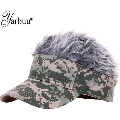 [YARBUU]Hot New Fashion Novelty Baseball Cap Fake Flair Hair Sun Visor Hats Mens Womens Toupee Wig Funny Hair Loss Cool Gifts