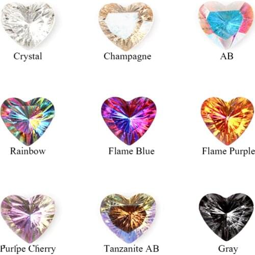 Hot sale Heart Shape Nail Rhinestones High Quality Arc-Shaped Carving Pointback Glass Crystal Nail Stones For Decorating nails