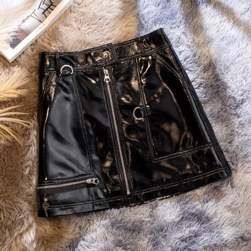 Real Sheepskin Leather Skirts for Women Summer 2021 Female High Waist Skirt Motorcycle Womens Short Skirt Saias Zjt2462