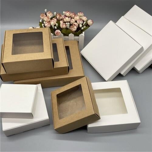 40Pcs Cardboard DIY Window Box Gift Soap Candy Boxes Package Christmas/ Birthday/Wedding Display Tool Boxes