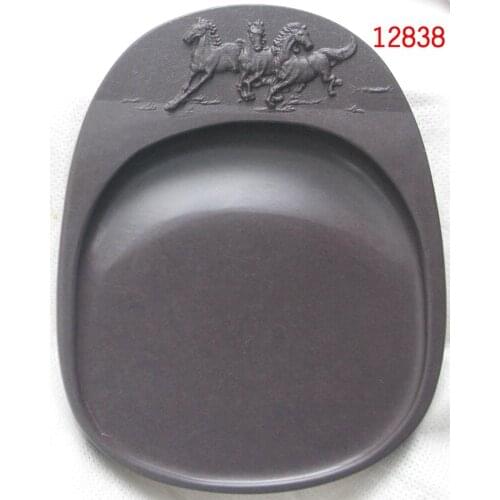 Chinese Zhaoqing Song Keng inkstone Horse pattern inkstone Calligraphy Painting Tool 12838