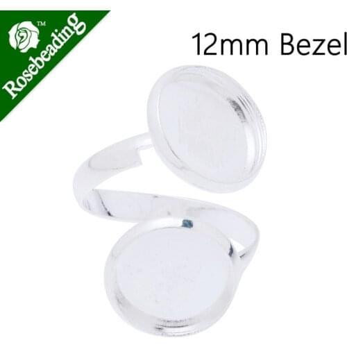 12mm Round Silver plated Iron Ring Setting With two 12mm round bezel,ring settings blank,Sold 20pcs/lot-C3481