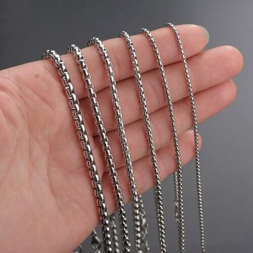 100% Stainless Steel Square Box Chain Meter For Jewelry Making 3mm Metal O Chain Bulk Cadenas Por Metros Wholesale 1m