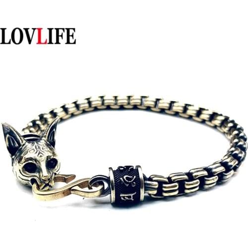 Brass Egyptian Cat Chain Bracelets Ladies Bracelet Retro Copper Girl Bracelet Korean Fashion Small Bracelet Vintage Gifts