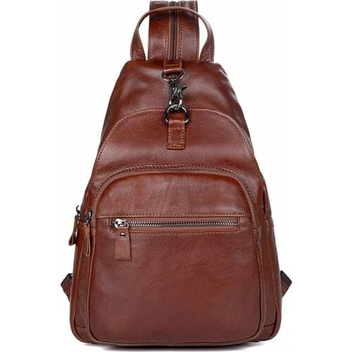 Chest Bag Men Women Cow Leather Brown Daily Sling Bag Unisex Brown High Quality Travel Casual Brand Cute Chest Shoulder Bags
