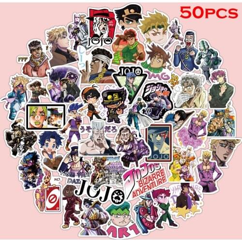 50pcs JoJos Bizarre Adventure Stickers On Laptop Car Phone Motorcycle Luggage Decor PVC Waterproof Sticker Toys