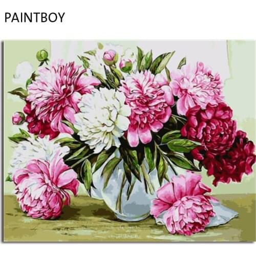 PAINTBOY Flower Framed Pictures DIY Painting By Numbers Acrylic Painting On Canvas Wall Art For Living Room Home Decor