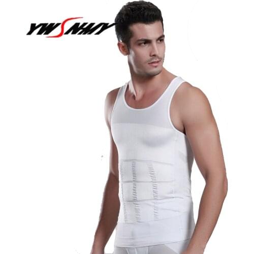 Plus Size Mens Slimming Body Shaper Tummy Shaper Vest Black Slim Lift Corset Waist Muscle Girdle Shirt Fat Burn Tank Tops
