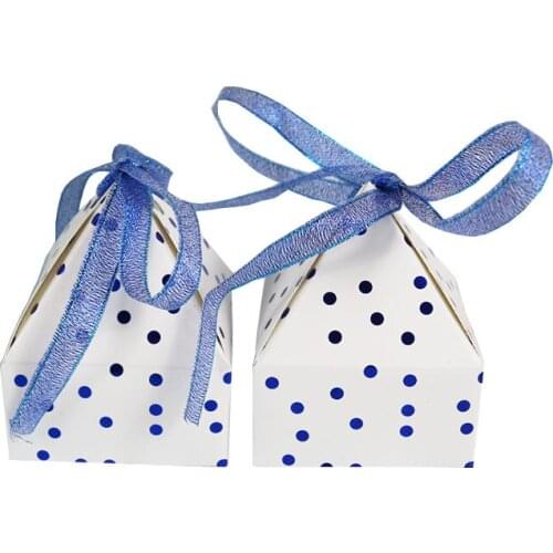 Pink Blue Gold foiling Wedding Box Gift Bag Cardboard Candy Boxes Packaging Wedding Favors Box with ribbon 10pcs/lot