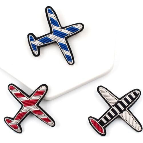 Handmade Indian silk embroidery, Small plane brooch badge, Simple creative cartoon model