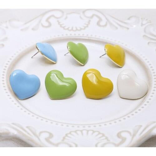 6pcs Hot Style alloy drip oil type wild love peach heart Stud Earrings or Women Ladies diy jewelry accessories materials