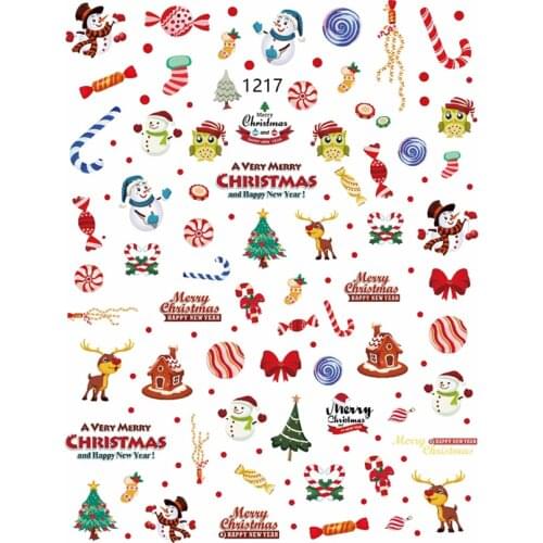 10PCS Christmas Christmas Gift Snowman Elk Gift Pattern Nail Sticker Nail Slider Decoration Beauty Tool