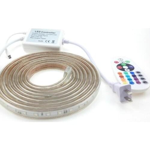 5050 RGB Led strip light 110V 220V 60led/M IP65 Waterproof led lamp for living room+Power Supply+IR Remote Control