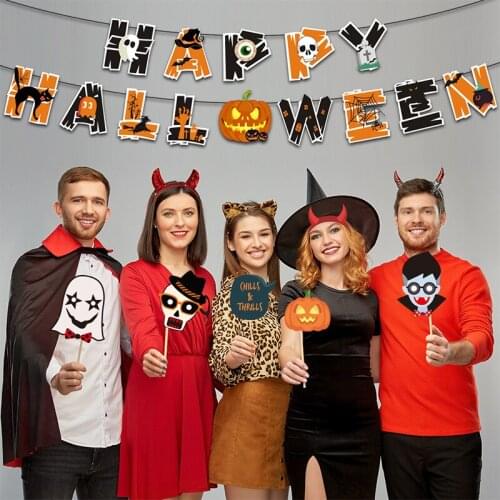 Halloween Makeup Party Decoration Letter Pull flag Photo Props Party Bar Hotel Atmosphere Layout Banner Hallowee DIY Decoration