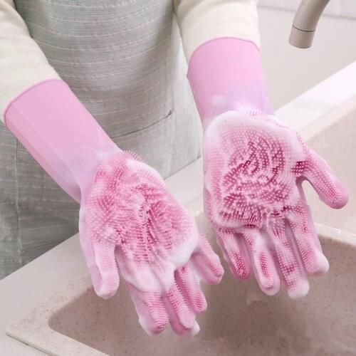 Magic Silicone Dish Washing Scrubber Gloves Dishwashing Household Tools For Cleaning Kitchen Brush Housekeeping Scrubbing Gloves
