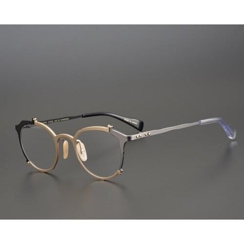 Maruyama jewelry-grade glasses Japanese designer original two-color irregular shape glasses frame pure titanium non-mainstream