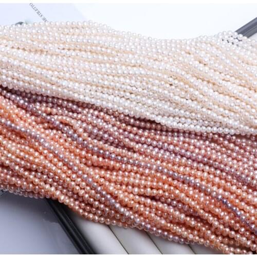 Loose Pearl Strand Pearl Necklaces Round Shape Beads with Size 5-6mm Perfect Luster for DIY Jewelry