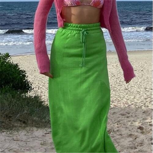 Women 2021 Slim Pencil Skirt Girls y2k юбка harajuku Pure color high waist A-line half-length long skirts Elegant Party Clothes