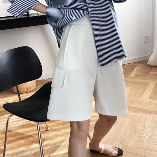 2020 Summer Midi Length High Waist Wide Leg Hot Vintage Women Shorts Pantalones Feminino