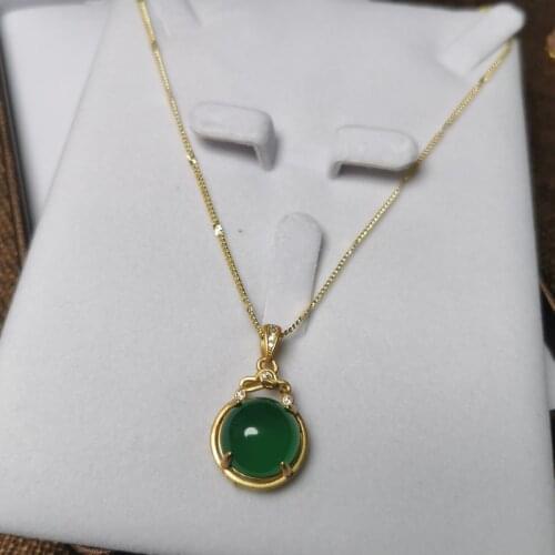 Vintage Chinese Natural Green Jade Pendants & Necklaces For Women 925 Sterling Silver Chain Necklace Party Wedding Fine Jewelry