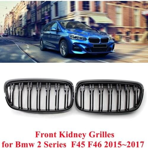 1 Pair Gloss Black Front Kidney Grille Racing Grilles for BMW 2 Series F45 F46 Active Tourer 2015~2017 Car Style Accessories