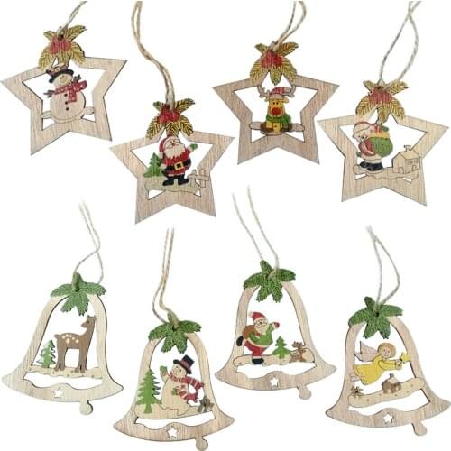 4PCS Unfinished Wood Ornaments DIY Wooden Ornaments Christmas Crafts for Crafts and Christmas Holiday Hanging Decorations