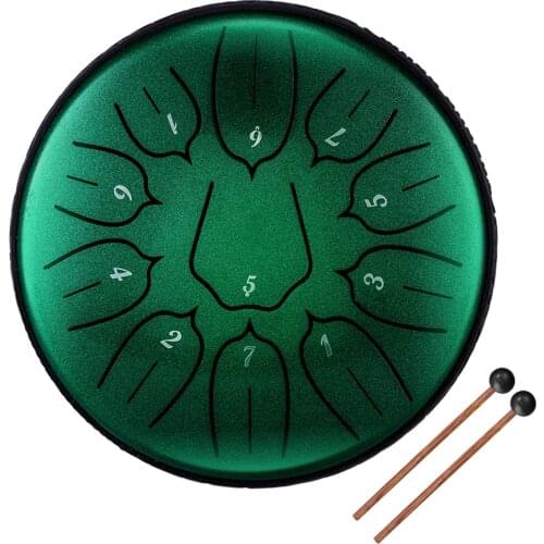 6 inch 11-Tone Steel Tongue Drum Hand Pan Drums with Drumsticks Percussion Musical Instruments
