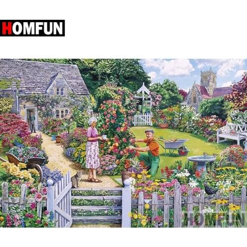 HOMFUN 5D DIY Diamond Painting Full Square/Round Drill "Garden scenery" Embroidery Cross Stitch gift Home Decor Gift A08276