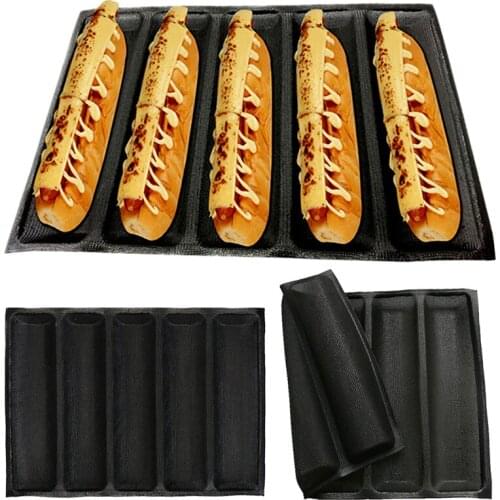 Non-Stick Baguette Wave French Bread Bakeware Perforated Baking Pan Mat for 12-Inch Sub Rolls Silicone Baking Liners