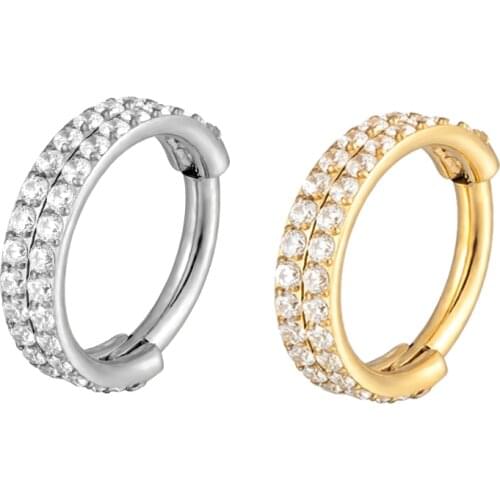 1PC 316L Surgical stee Double row Zircon stone superior quality hight Segment Rings Open Small Septum Nose Ear piercing jewelry