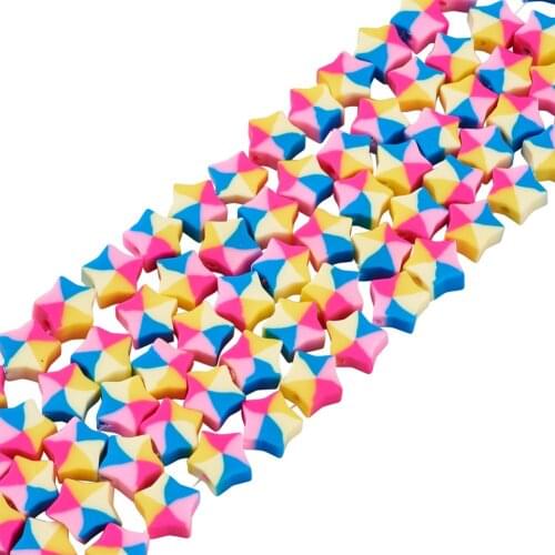 5 Strands Handmade Polymer Clay Beads Loose Spacer Bead Star Round Colorful DIY Accessories for Bracklet Necklace Making